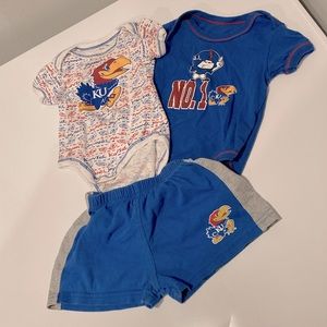 KU onesies and shorts